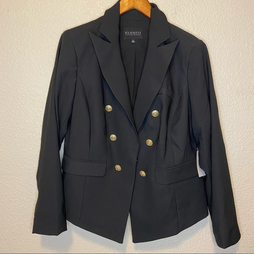 NWT Eloquii Black Double Breasted Blazer Size 16